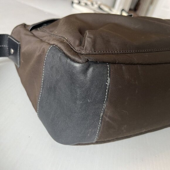 COACH VARICK Brown Nylon Briefcase Messenger Travel Bag Leather Trim F70681 VGUC - Picture 6 of 10